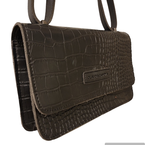 Claudia Canova Y2K Black Crocodile Print Bag with Adjustable Straps - Picture 2 of 9